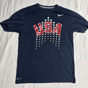 Nike Dri-Fit USA Olympic Team Mens T-Shirt Size Medium Blue Short Sleeve